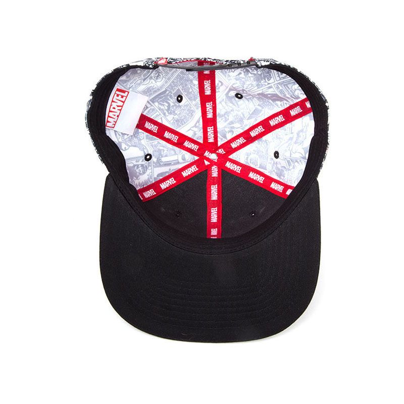 MARVEL COMICS Logo and Comic Pattern Snapback Baseball Cap