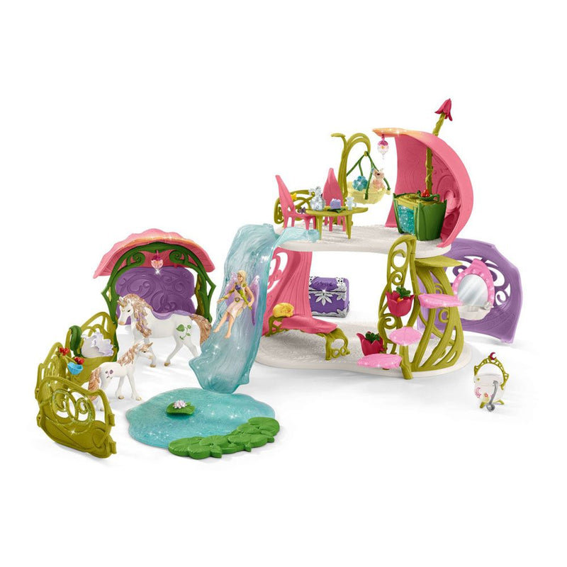 SCHLEICH Bayala Glittering Flower House with Unicorns, Lake and Stable Toy Playset, 5 to 12 Years, Multi-colour
