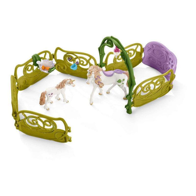 SCHLEICH Bayala Glittering Flower House with Unicorns, Lake and Stable Toy Playset, 5 to 12 Years, Multi-colour