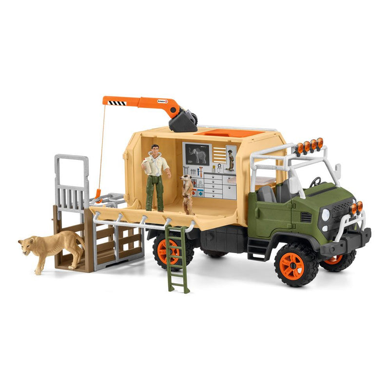 SCHLEICH Wild Life Animal Rescue Large Truck with Toy Figures & Accessories