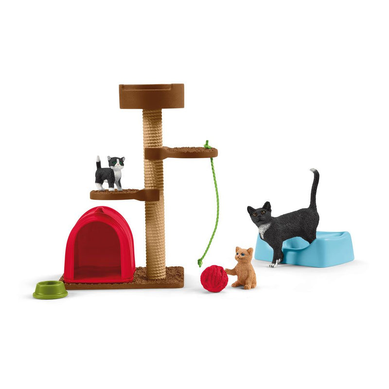 SCHLEICH Farm World Playtime for Cute Cats Toy Playset, 3 to 8 Years, Multi-colour