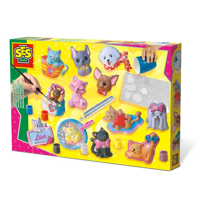 SES CREATIVE Children's Cats and Dogs Casting and Painting Set, 5 to 12 Years, Multi-colour