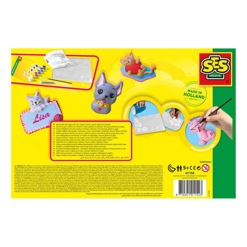 SES CREATIVE Children's Cats and Dogs Casting and Painting Set, 5 to 12 Years, Multi-colour