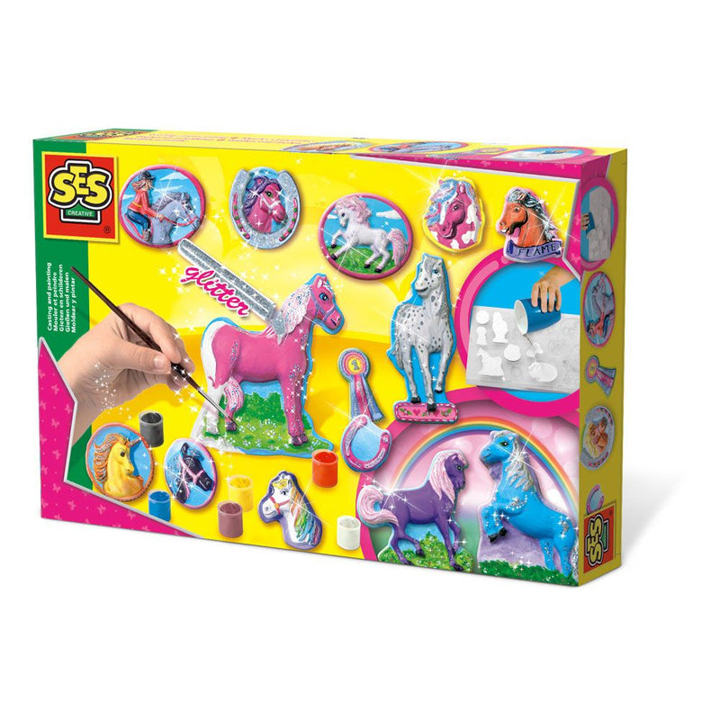 SES CREATIVE Children's Fantasy Horses Casting and Painting Set, 5 to 12 Years, Multi-colour