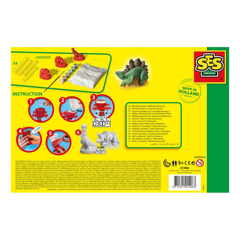 SES CREATIVE Children's Dinosaurs Casting and Painting Set, 5 to 12 Years, Multi-colour