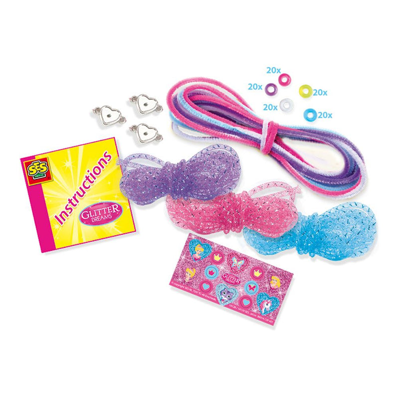 SES CREATIVE Children's Glitter Dreams Princess Glitter Bracelets Set, 4 to 12 Years, Multi-colour