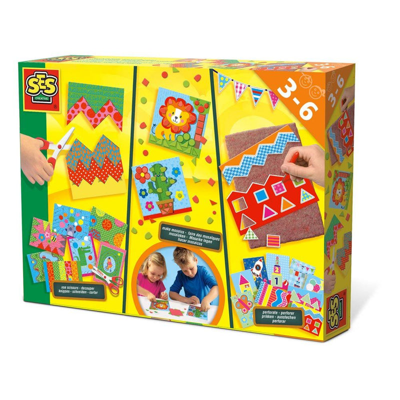 SES CREATIVE Children's I Learn to Cut, Make Mosaics and Perforate Set, 3 to 6 Years, Multi-colour
