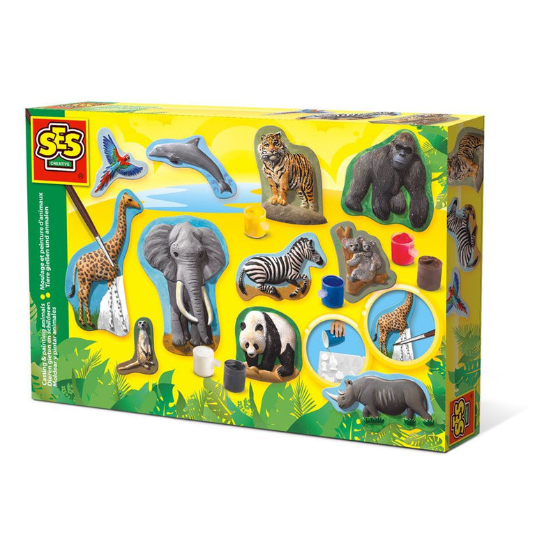 SES CREATIVE Children's Animals Casting and Painting Set, Unisex, 5 to 12 Years, Multi-colour