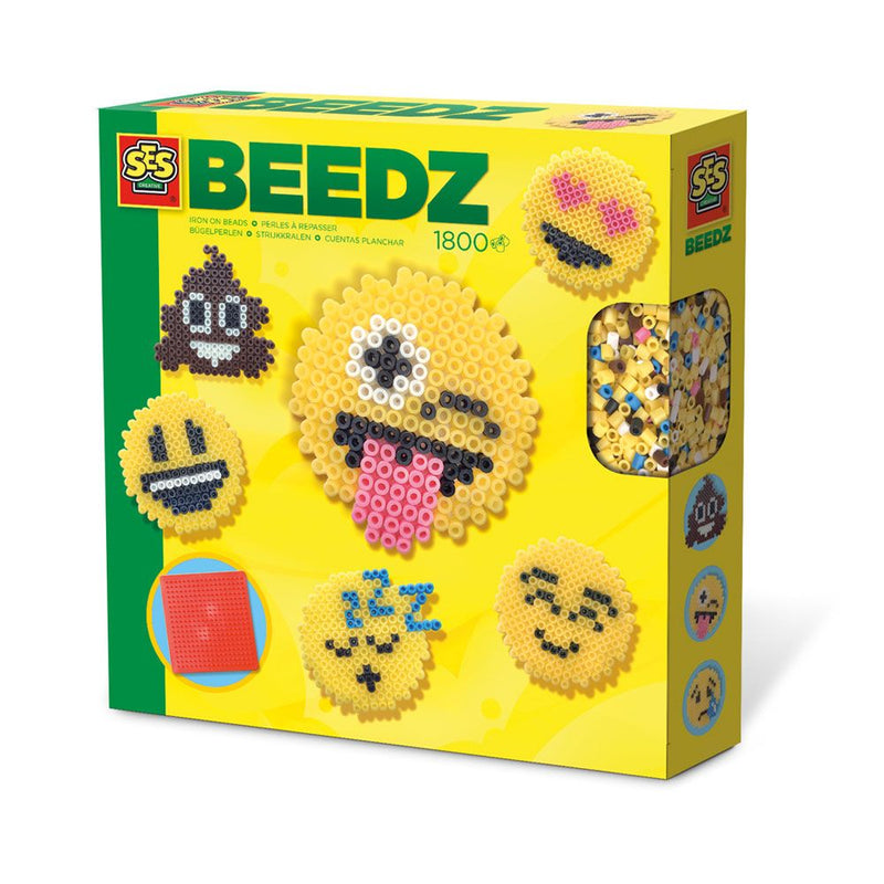 SES CREATIVE Children's Beedz Emoticons Iron-on Beads Mosaic Set, 1800 Iron-on Beads Mix, Unisex, 5 to 12 Years, Multi-colour