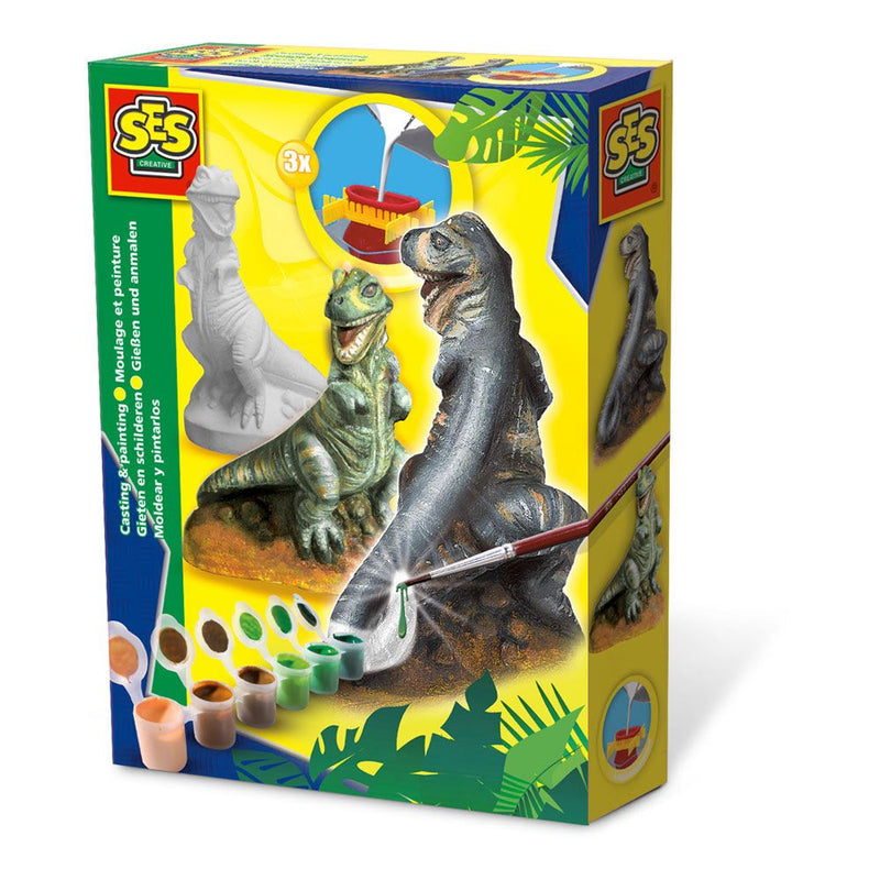 SES CREATIVE Children's T-rex Casting and Painting Set, Unisex, 5 to 12 Years, Multi-colour