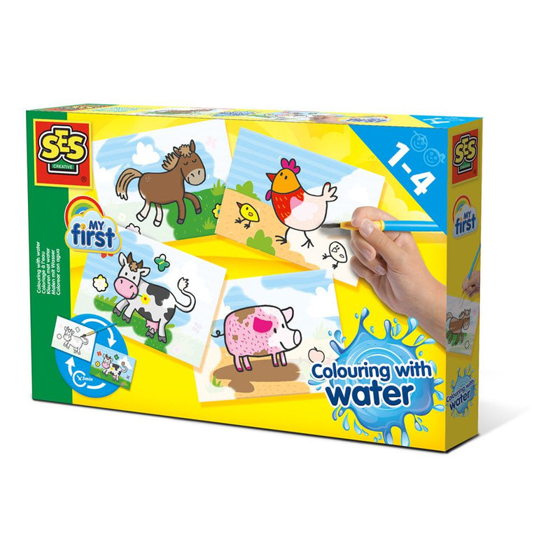 SES CREATIVE Children's My First Colouring with Water Farm Animals Set, Unisex, 1 to 4 Years, Multi-colour