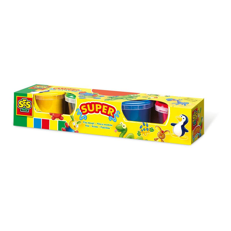 SES CREATIVE Children's Modelling Dough Set, 4 Pots Set, Unisex, 2 to 12 Years, Multi-colour