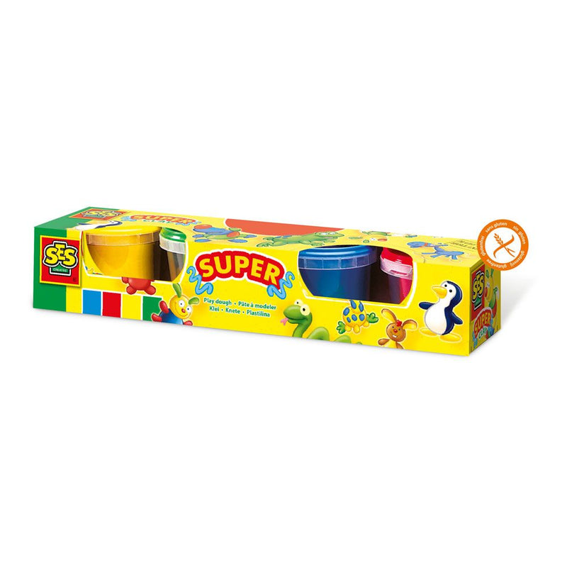 SES CREATIVE Children's Modelling Dough Set, 4 Pots Set, Unisex, 2 to 12 Years, Multi-colour
