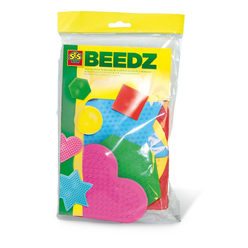 SES CREATIVE Children's Beedz Iron-on Beads Pegboards Mosaic Set, 5 Pieces, Unisex, 5 to 12 Years, Multi-colour