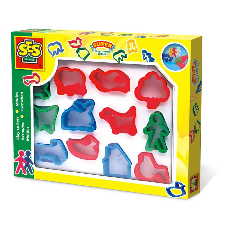 SES CREATIVE Children's Modelling Dough Cutters Set, 12 Pieces, Unisex, 2 to 12 Years, Multi-colour