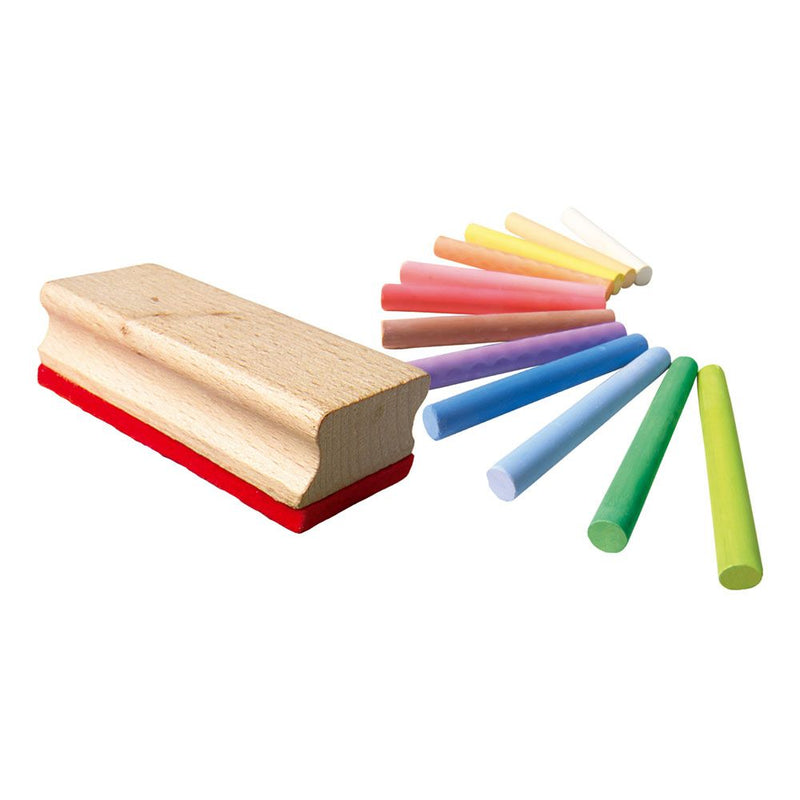 SES CREATIVE Children's Coloured Chalk with Wiper Set, 12 Colours, Unisex, 2 to 12 Years, Multi-colour