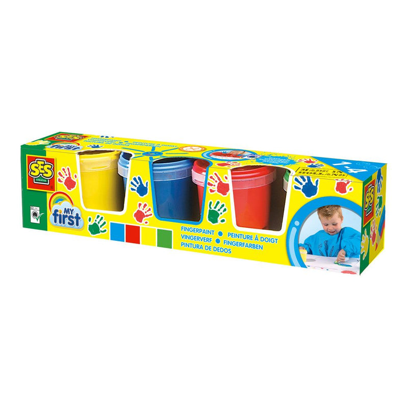 SES CREATIVE Children's My First Washable Fingerpaint Set, 4 Paint Pots