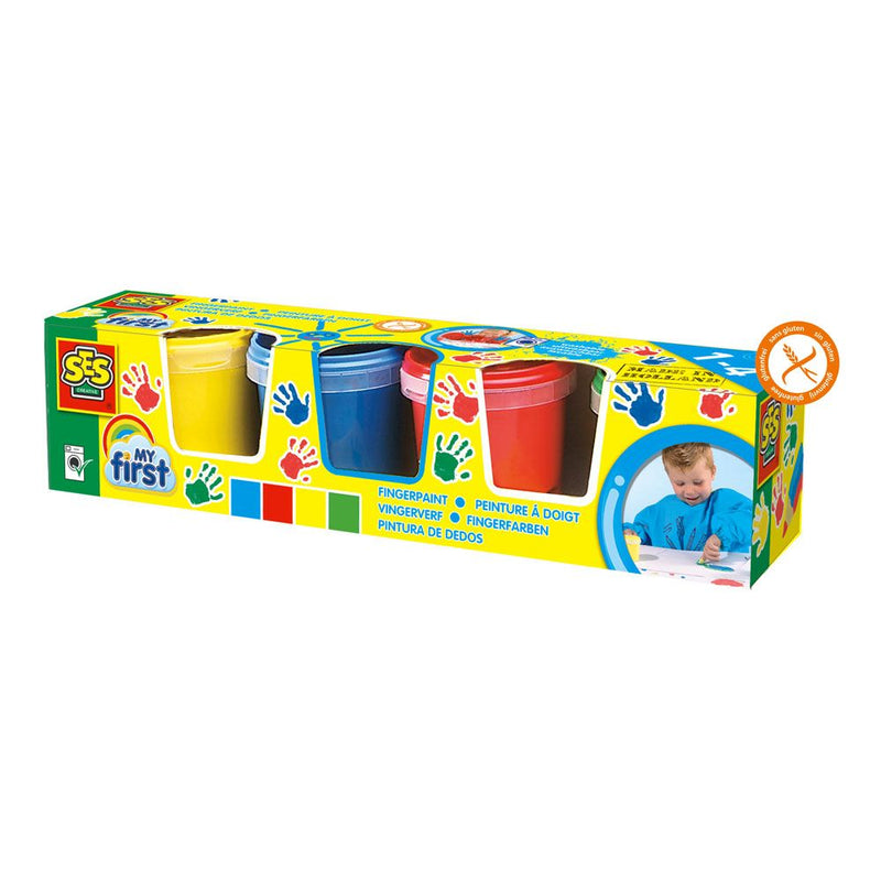 SES CREATIVE Children's My First Washable Fingerpaint Set, 4 Paint Pots