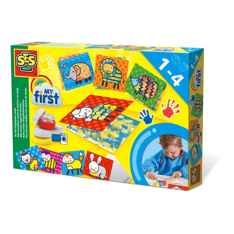 SES CREATIVE Children's My First Fingerpaint Cards Set, 3 Paint Pots, Unisex, 1 to 4 Years, Multi-colour