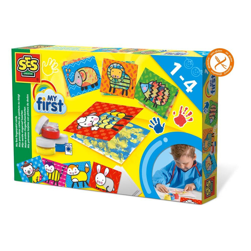 SES CREATIVE Children's My First Fingerpaint Cards Set, 3 Paint Pots, Unisex, 1 to 4 Years, Multi-colour