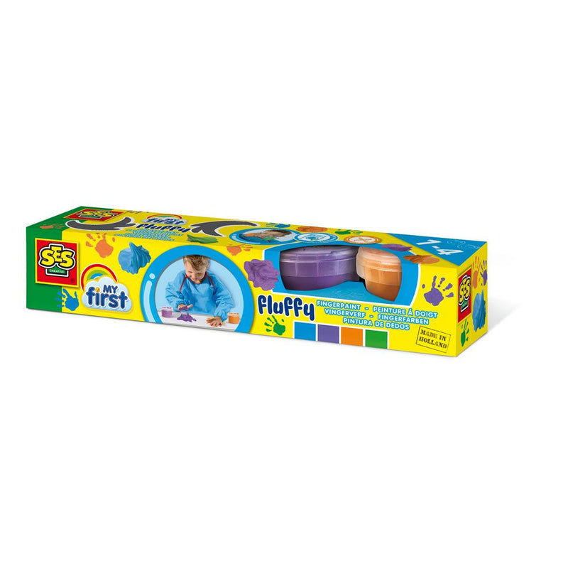 SES CREATIVE Children's My First Fluffy Washable Fingerpaint Set, 4 Paint Pots