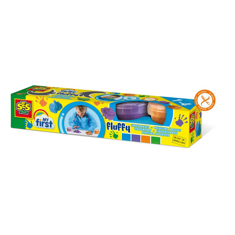 SES CREATIVE Children's My First Fluffy Washable Fingerpaint Set, 4 Paint Pots