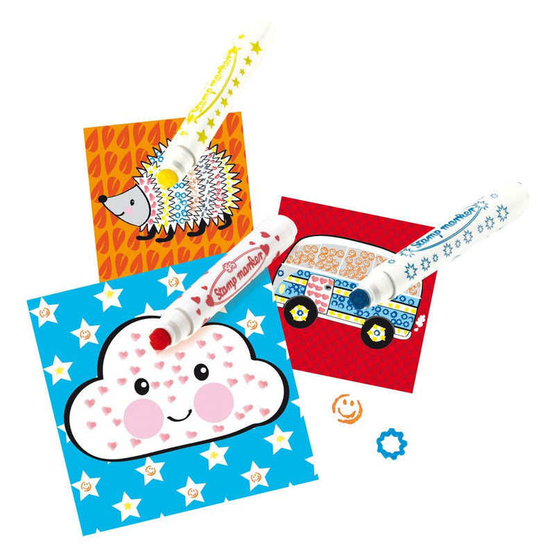 SES CREATIVE Children's Stamping with Markers Kit, 6 Markers, Unisex, 3 to 6 Years, Multi-colour
