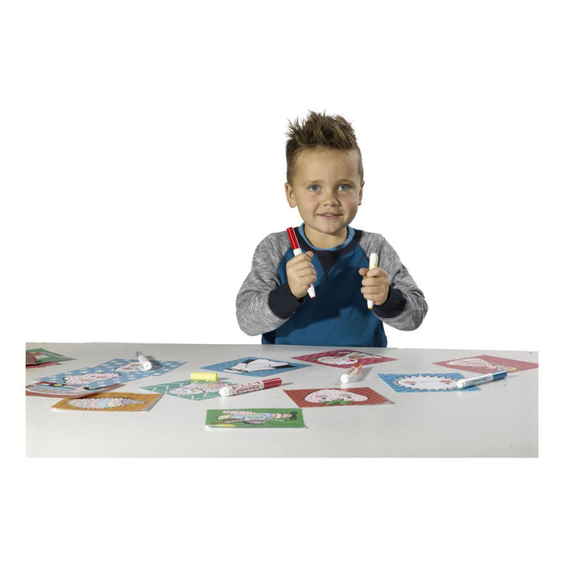 SES CREATIVE Children's Stamping with Markers Kit, 6 Markers, Unisex, 3 to 6 Years, Multi-colour