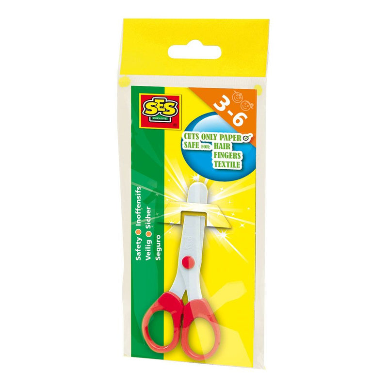 SES CREATIVE Junior Ambidextrous Safety Scissors, Unisex, Ages Three to Six Years, Red
