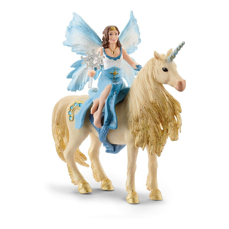 SCHLEICH Bayala Eyela Riding on Golden Unicorn Toy Figures, 5 to 12 Years