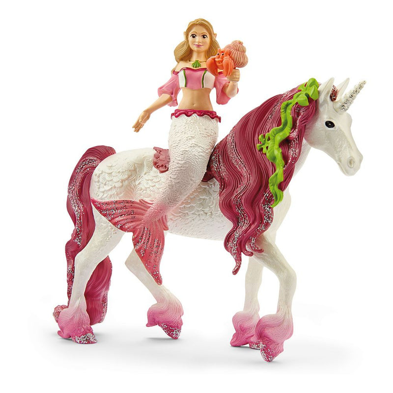 SCHLEICH Bayala Mermaid Feya on Underwater Unicorn Toy Figures, 5 to 12 Years