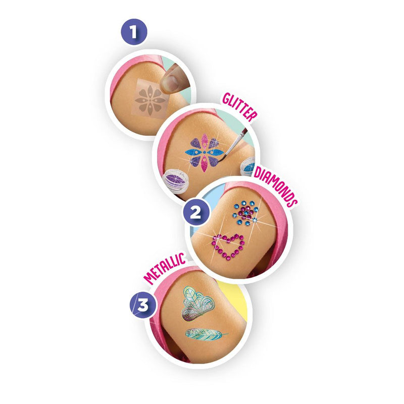 SES CREATIVE Children's 3-in-1 Glamour Temporary Tattoos Set, Girl, 5 Years and Above, Multi-colour