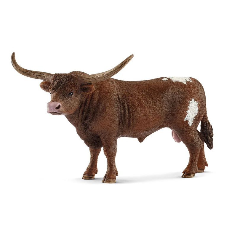SCHLEICH Farm World Texas Longhorn Bull Toy Figure, Brown/White, 3 to 8 Years
