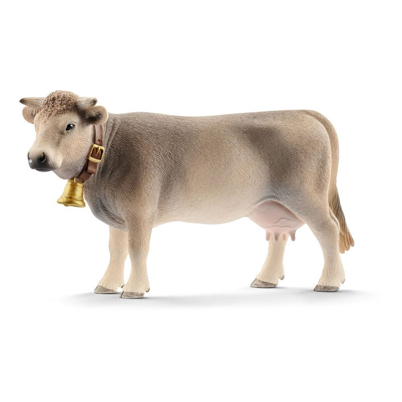 SCHLEICH Farm World Braunvieh Cow Toy Figure, Grey/White, 3 to 8 Years