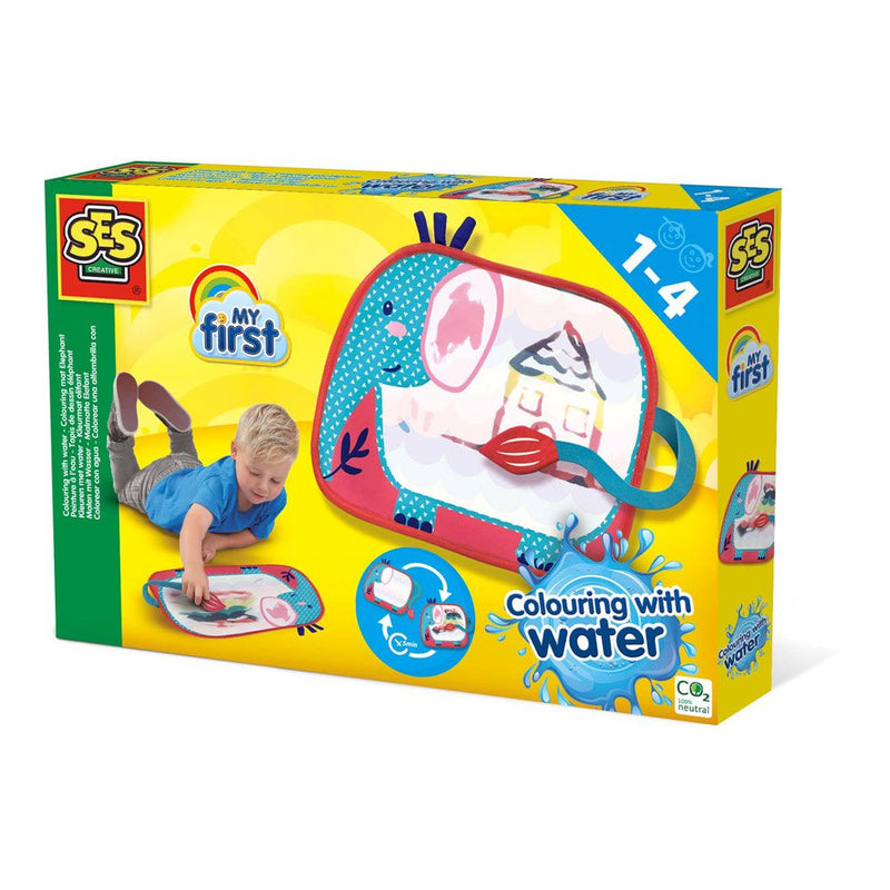 SES CREATIVE Children's My First Colouring with Water Colouring Mat Elephant, Unisex, One to Four Years, Multi-colour