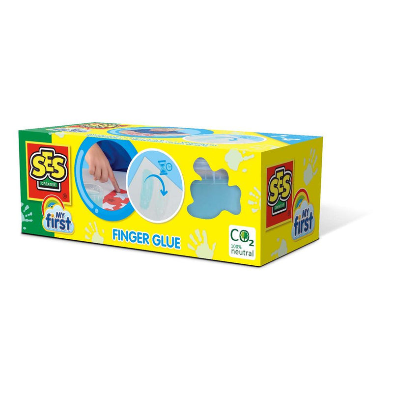 SES CREATIVE Children's My First Finger Glue, 2x Pots 95ml, Unisex, One to Four Years, Multi-colour
