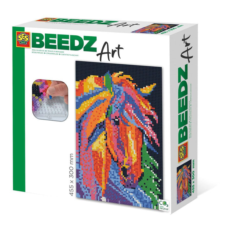 SES CREATIVE Horse Fantasy Beedz Art Mosaic Kit, 7000 Iron-on Beads, Unisex, Eight Years and Above, Multi-colour