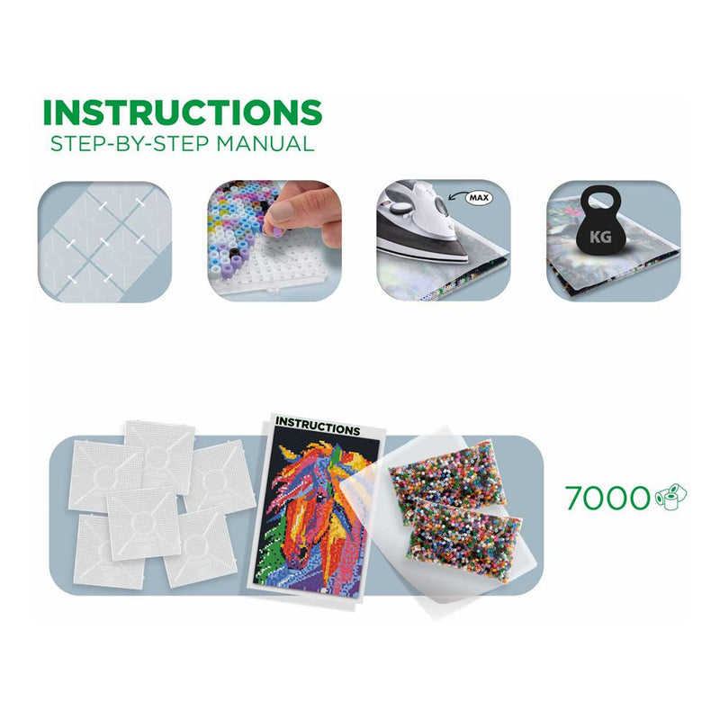 SES CREATIVE Horse Fantasy Beedz Art Mosaic Kit, 7000 Iron-on Beads, Unisex, Eight Years and Above, Multi-colour