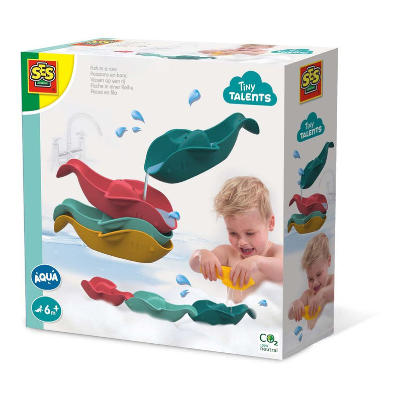 SES CREATIVE Tiny Talents Children's Fish in a Row Bath Toy, Unisex, 6 Months and Above, Multi-colour