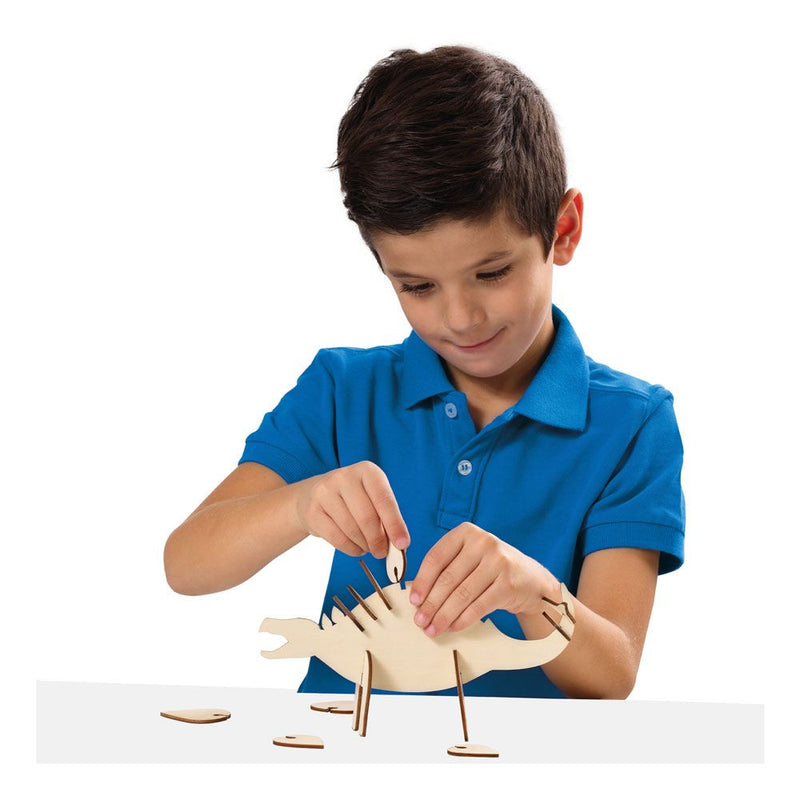 SES CREATIVE Children's Wooden Dino Glow-in-the-Dark Kit, Unisex, Five Years and Above, Multi-colour
