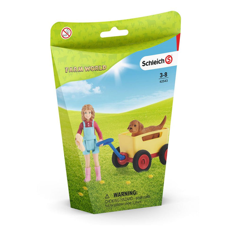SCHLEICH Farm World Puppy Wagon Ride Toy Figure Set, 3 to 8 Years, Multi-colour