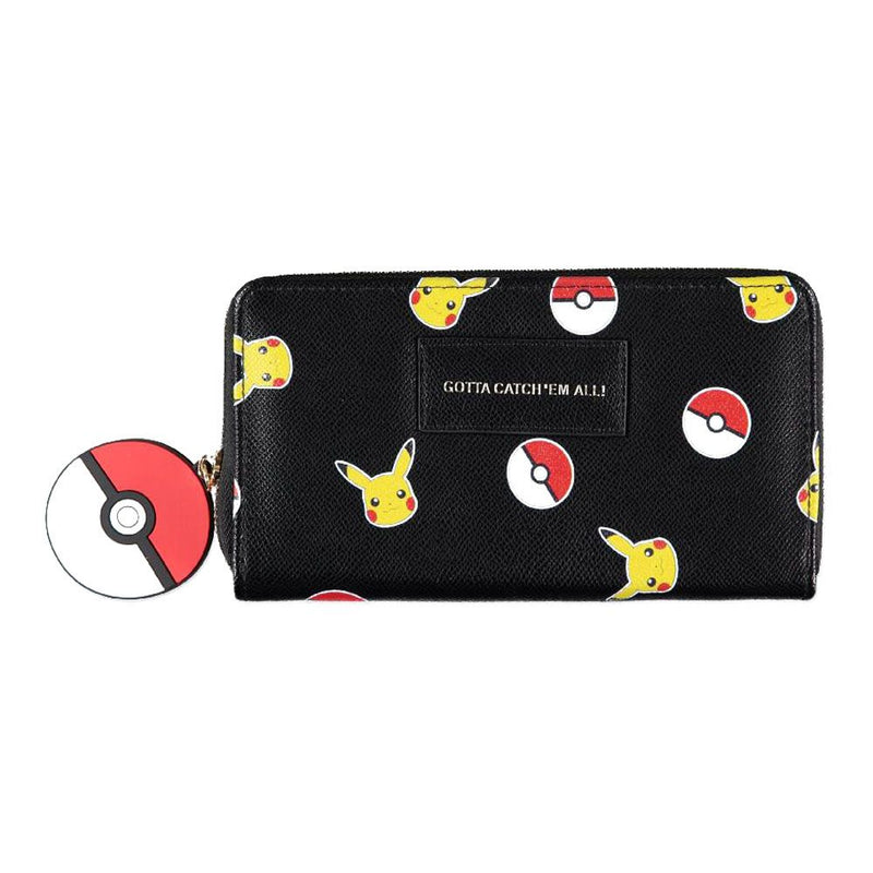 POKEMON Pika & Pokeball All-Over Print Zip Around Purse Wallet