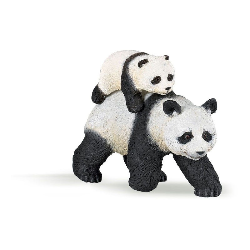 PAPO Wild Animal Kingdom Panda and Baby Panda Toy Figure, Three Years or Above, White/Black