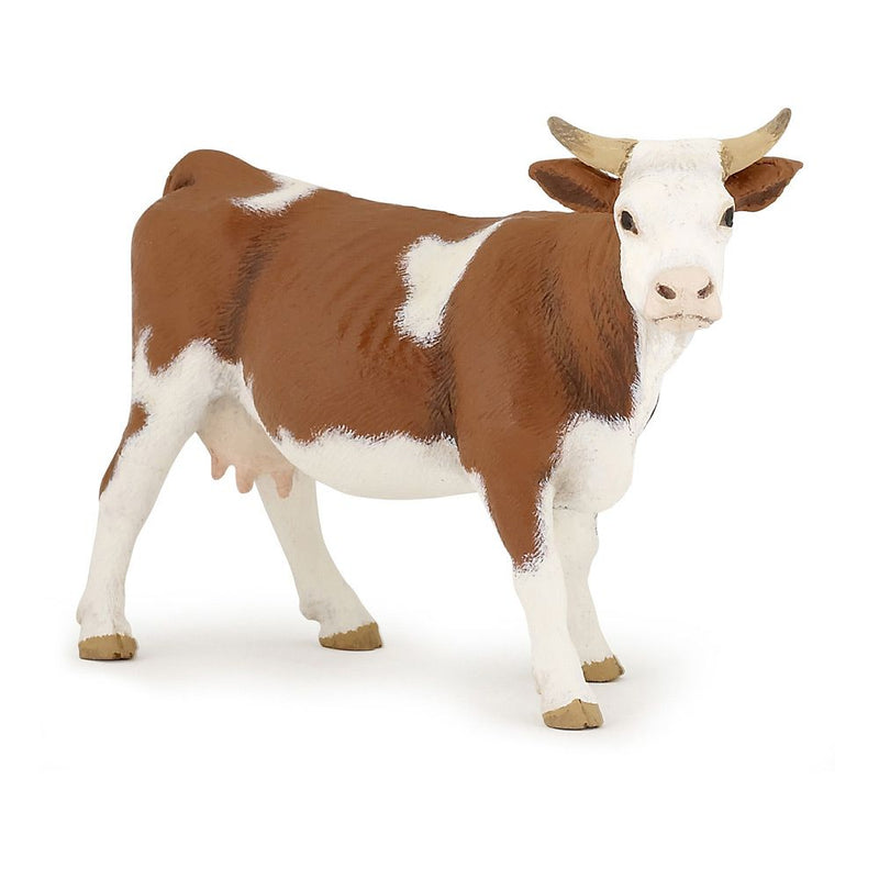 PAPO Farmyard Friends Simmental Cow Toy Figure, Three Years or Above, Brown/White