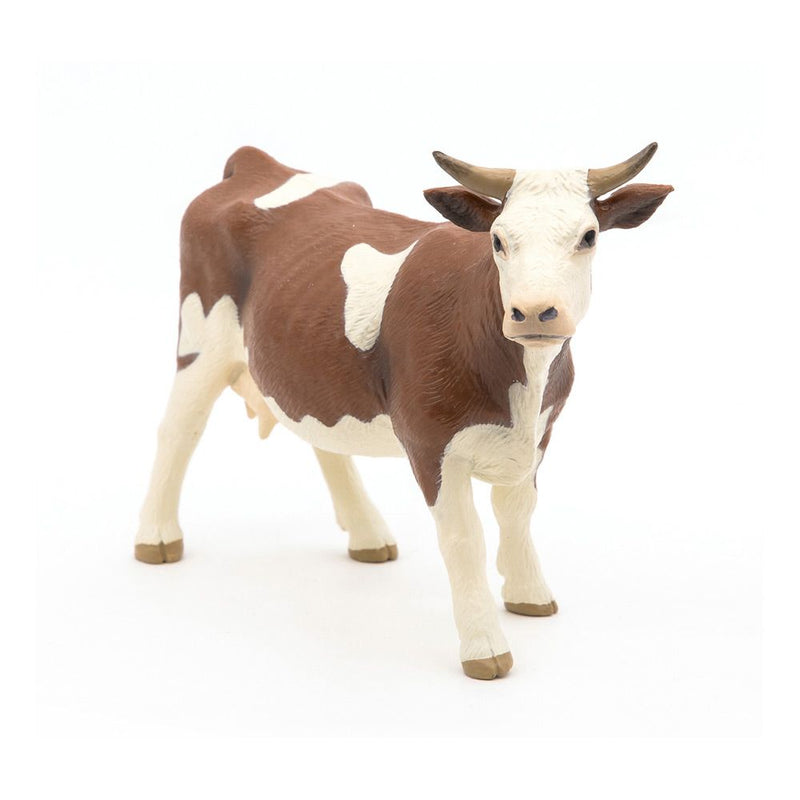PAPO Farmyard Friends Simmental Cow Toy Figure, Three Years or Above, Brown/White