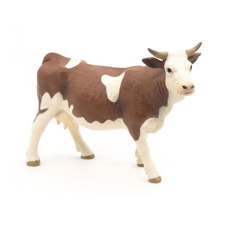 PAPO Farmyard Friends Simmental Cow Toy Figure, Three Years or Above, Brown/White