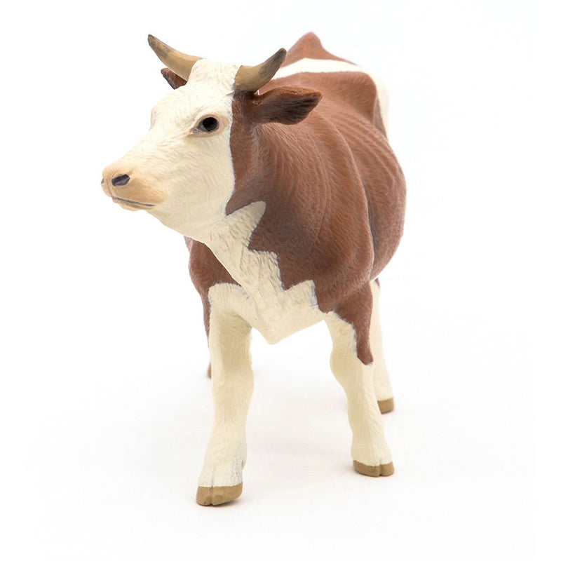 PAPO Farmyard Friends Simmental Cow Toy Figure, Three Years or Above, Brown/White