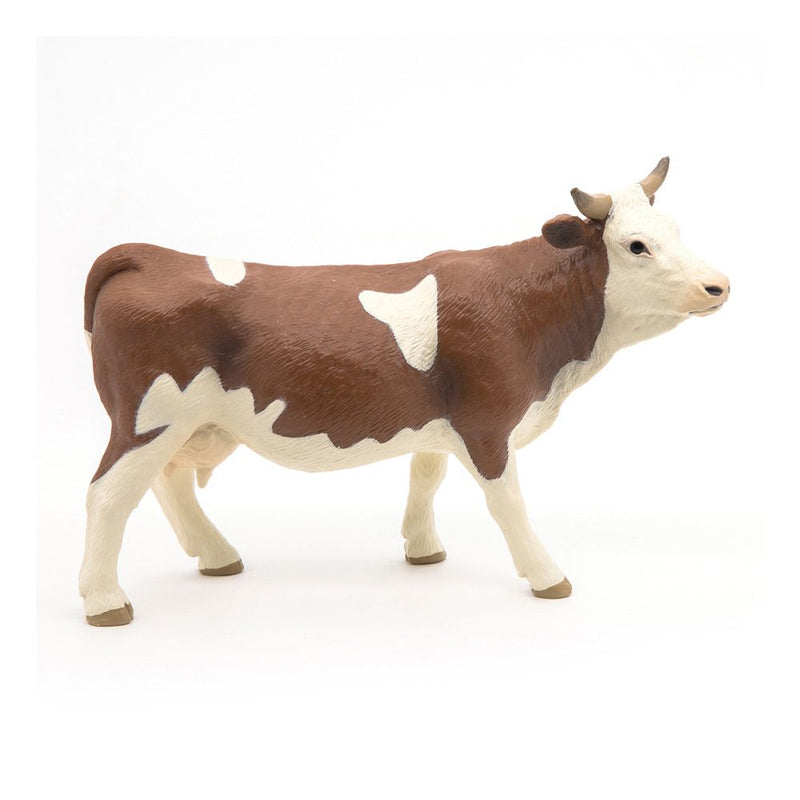 PAPO Farmyard Friends Simmental Cow Toy Figure, Three Years or Above, Brown/White