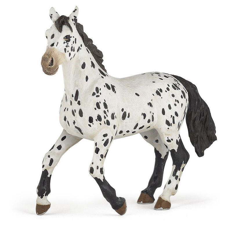 PAPO Horse and Ponies Black Appaloosa Horse Toy Figure, Three Years or Above, White/Black