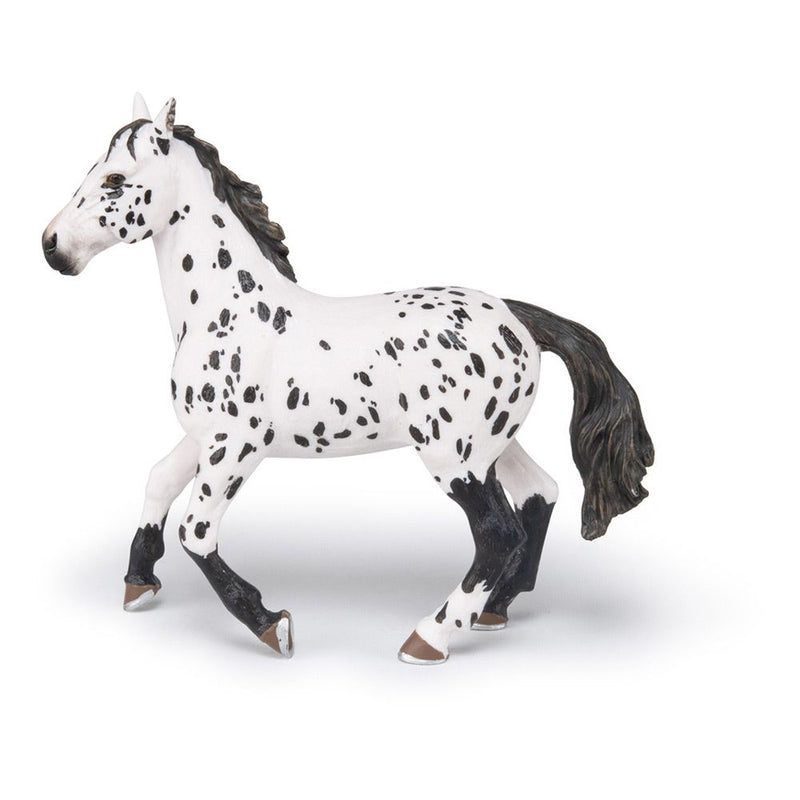 PAPO Horse and Ponies Black Appaloosa Horse Toy Figure, Three Years or Above, White/Black